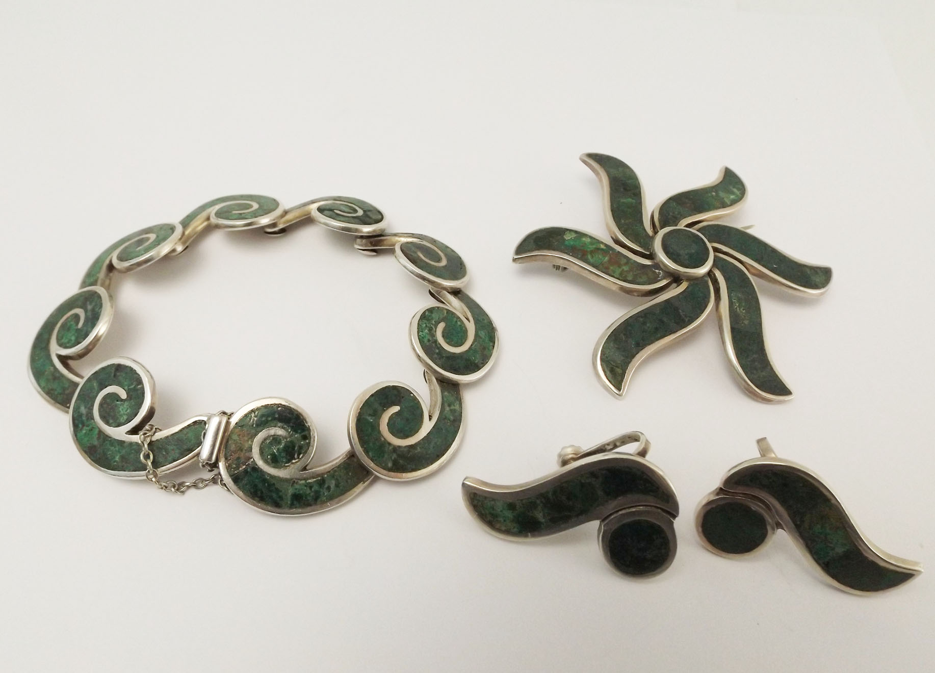 Taxco Mexican Sterling Silver and Turquoise Set