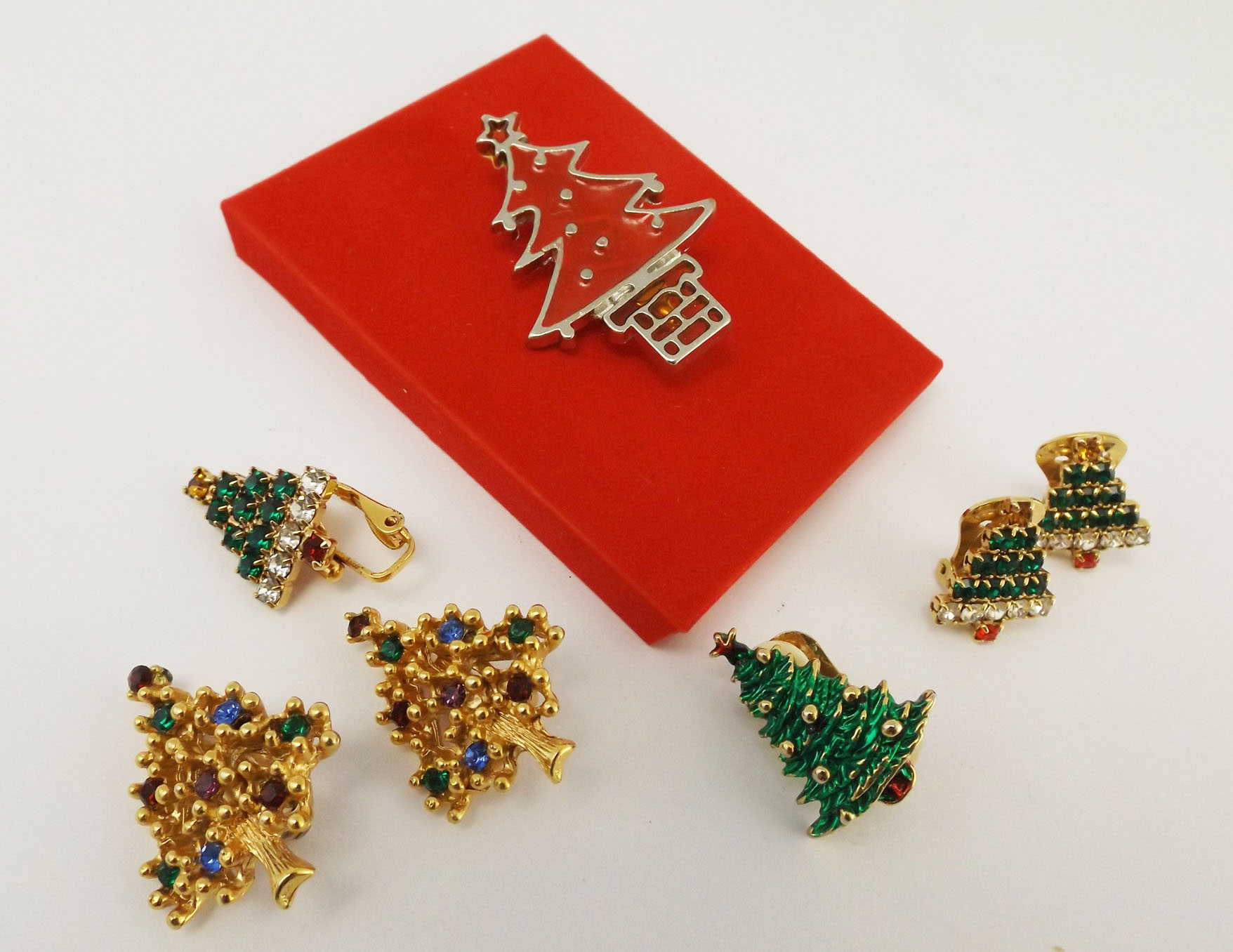 Christmas Pin and Earrings