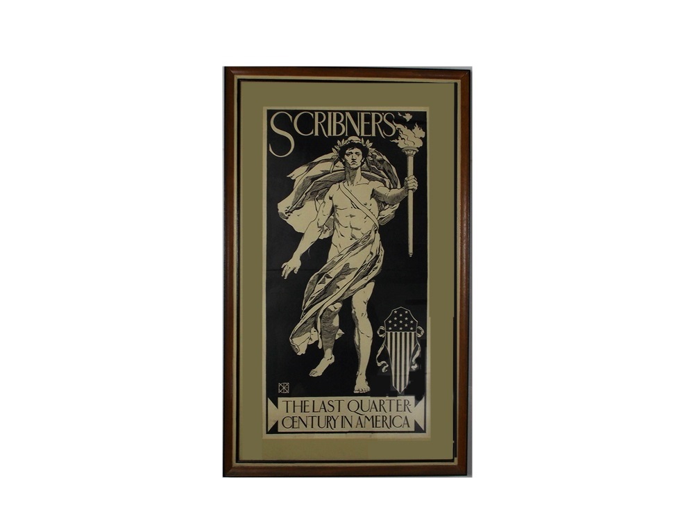 Scribner's Iconic 1895 Lithograph Poster for "Last Quarter Century In America"
