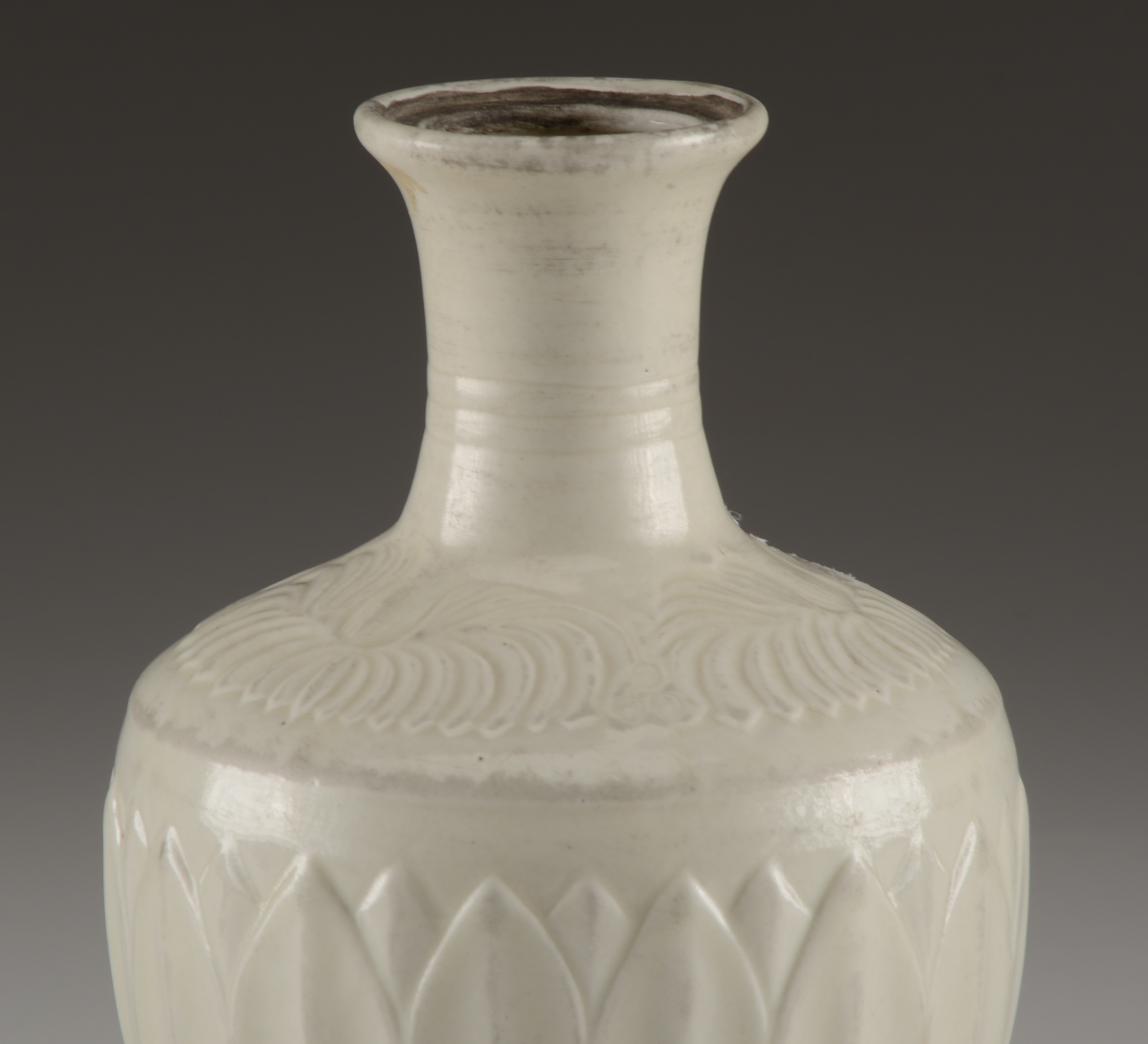 Antique Reproduction of a Song Dynasty Pottery Bottle with Lotus Design