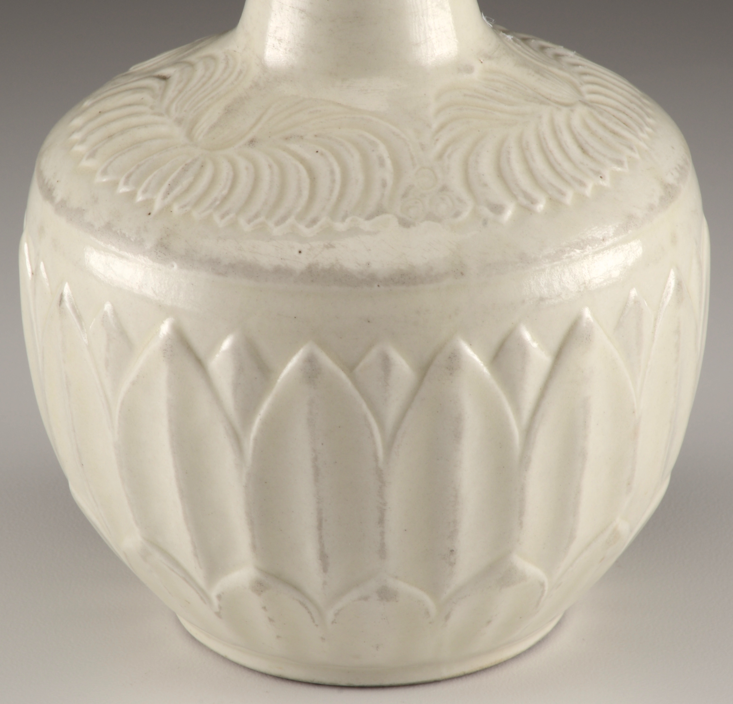 Antique Reproduction of a Song Dynasty Pottery Bottle with Lotus Design