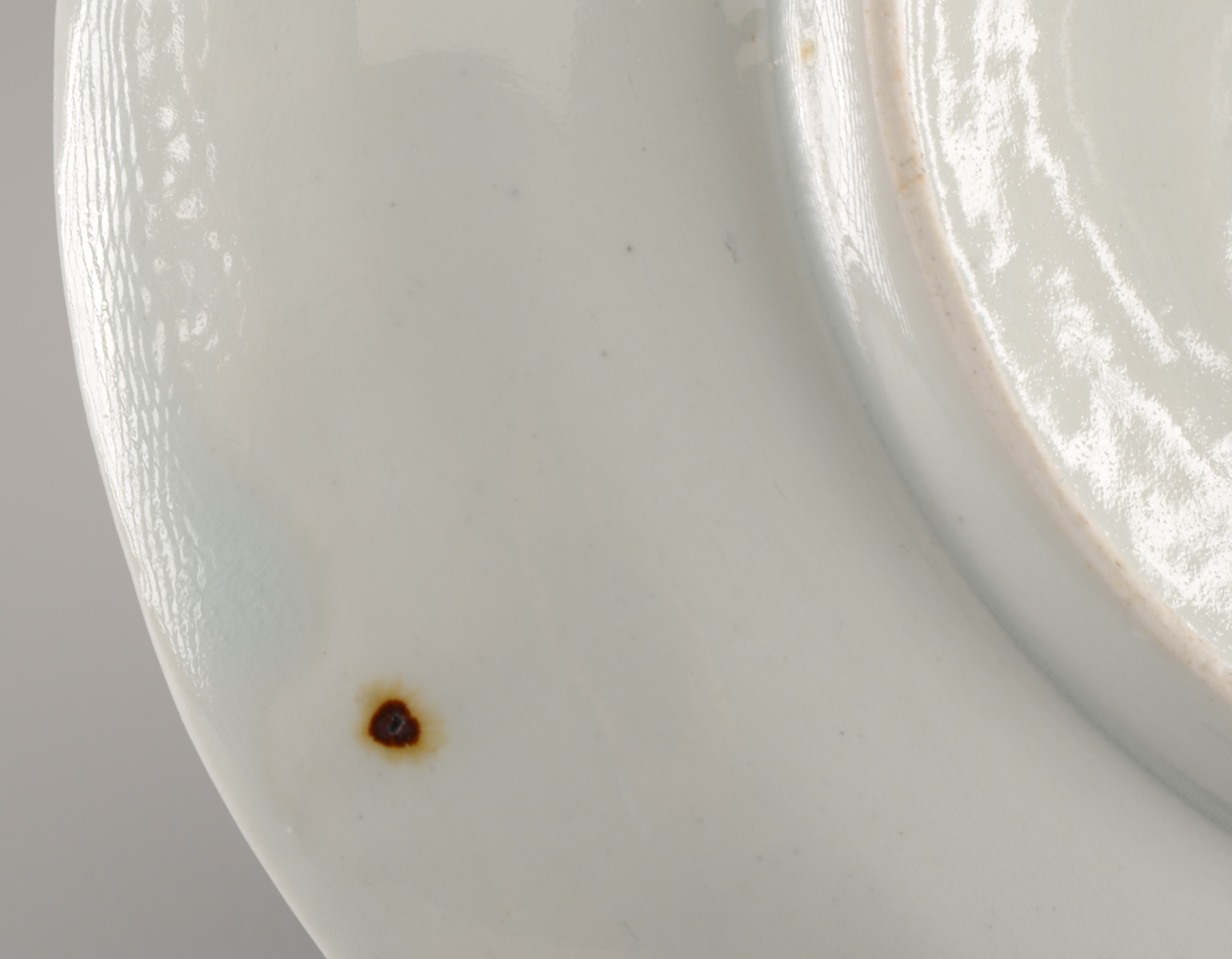 Antique Export Porcelain Oval Shallow Dish with Blue Scenery Design