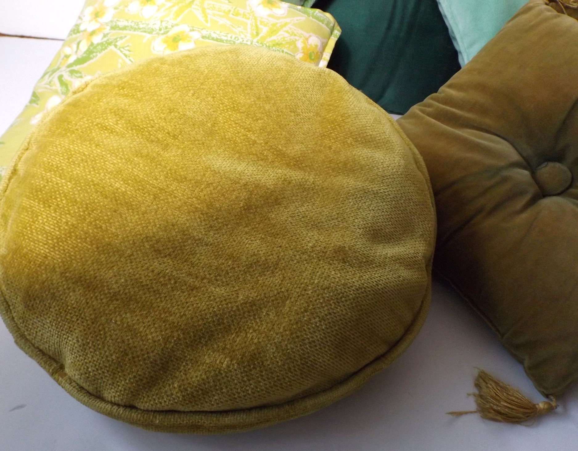 Vintage Decorative Pillows in Shades of Gold and Green