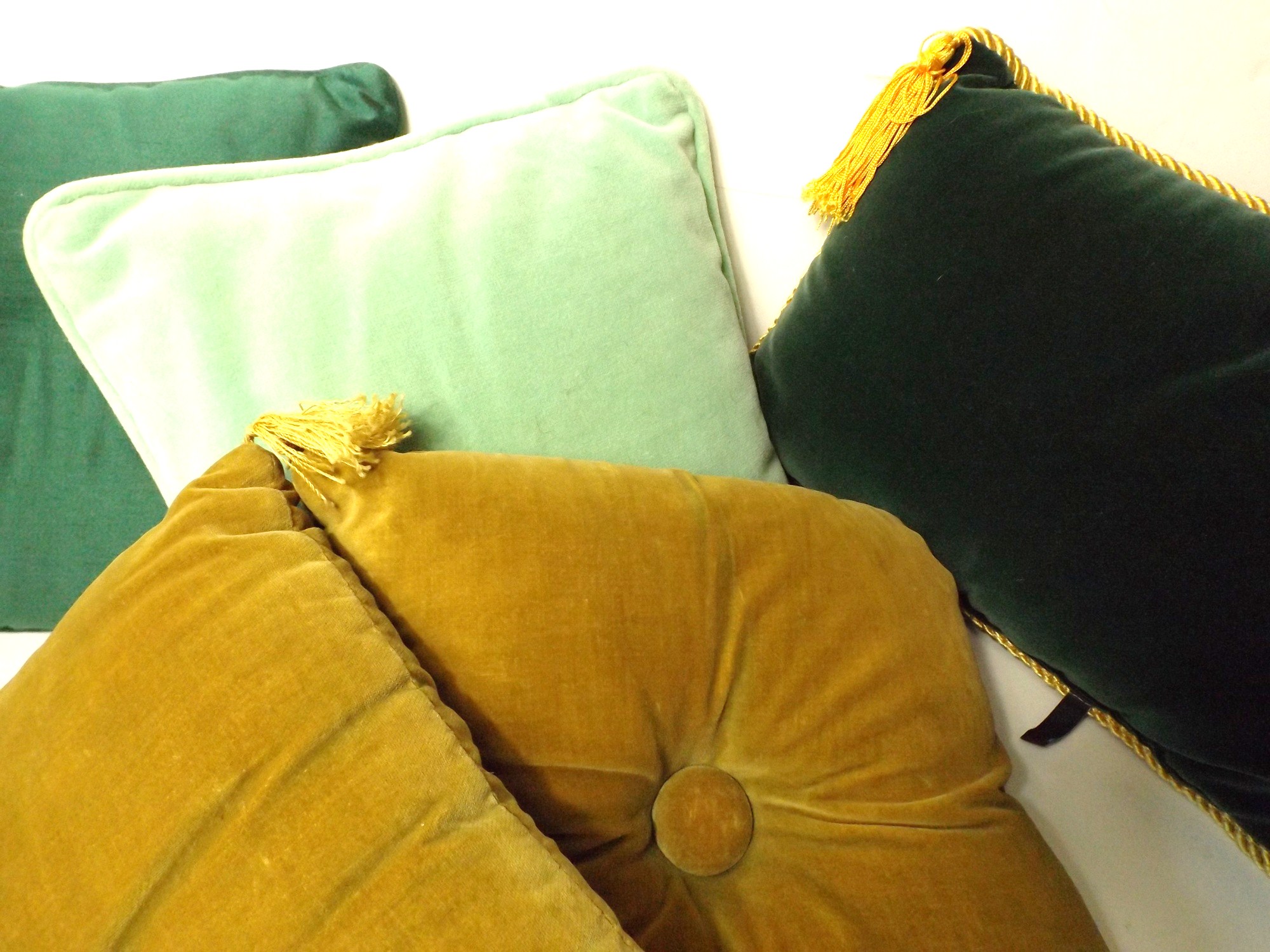 Vintage Decorative Pillows in Shades of Gold and Green