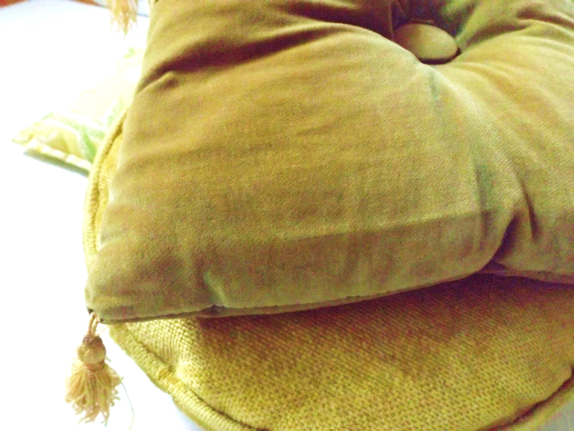 Vintage Decorative Pillows in Shades of Gold and Green