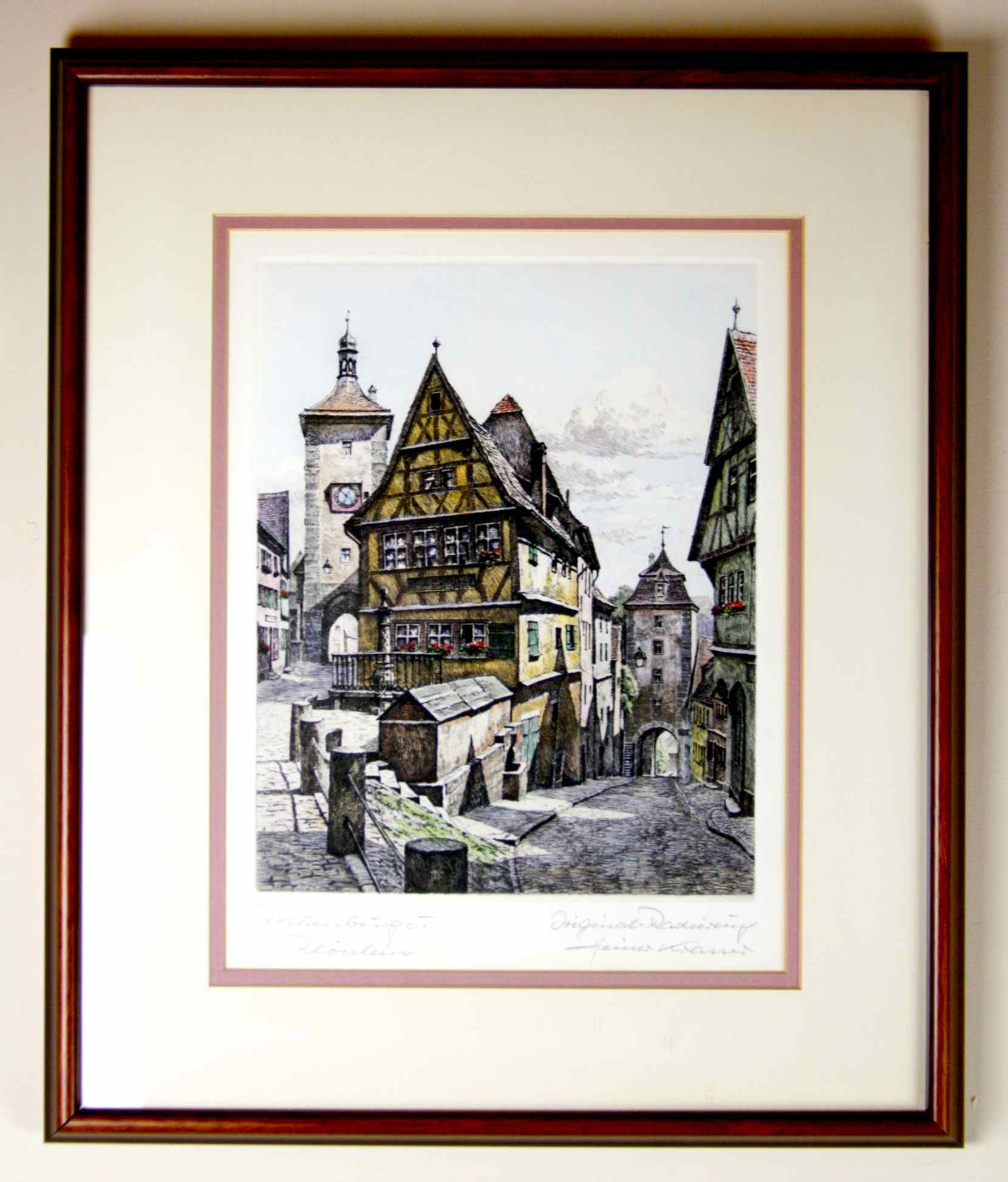 Original Pen and Ink Drawing Depicts Rothenberg, Germany