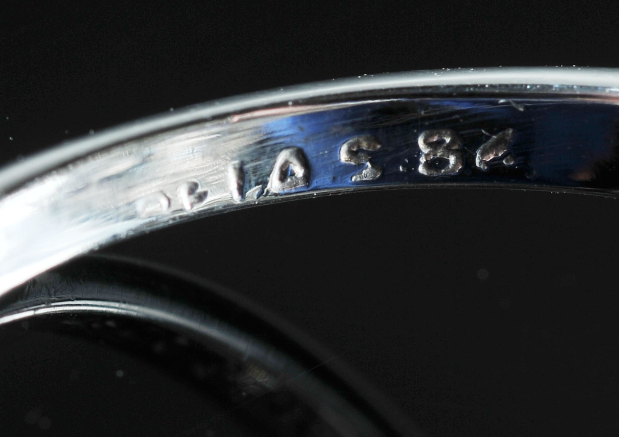 Art Nouveau Edwardian 14 K White Gold Diamond and Sapphire Ring