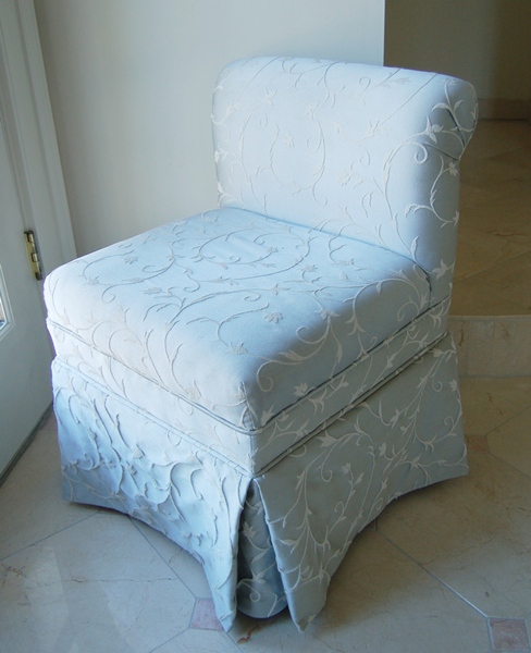 Embroidered Blue Vanity Chair
