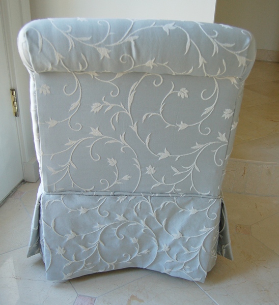 Embroidered Blue Vanity Chair