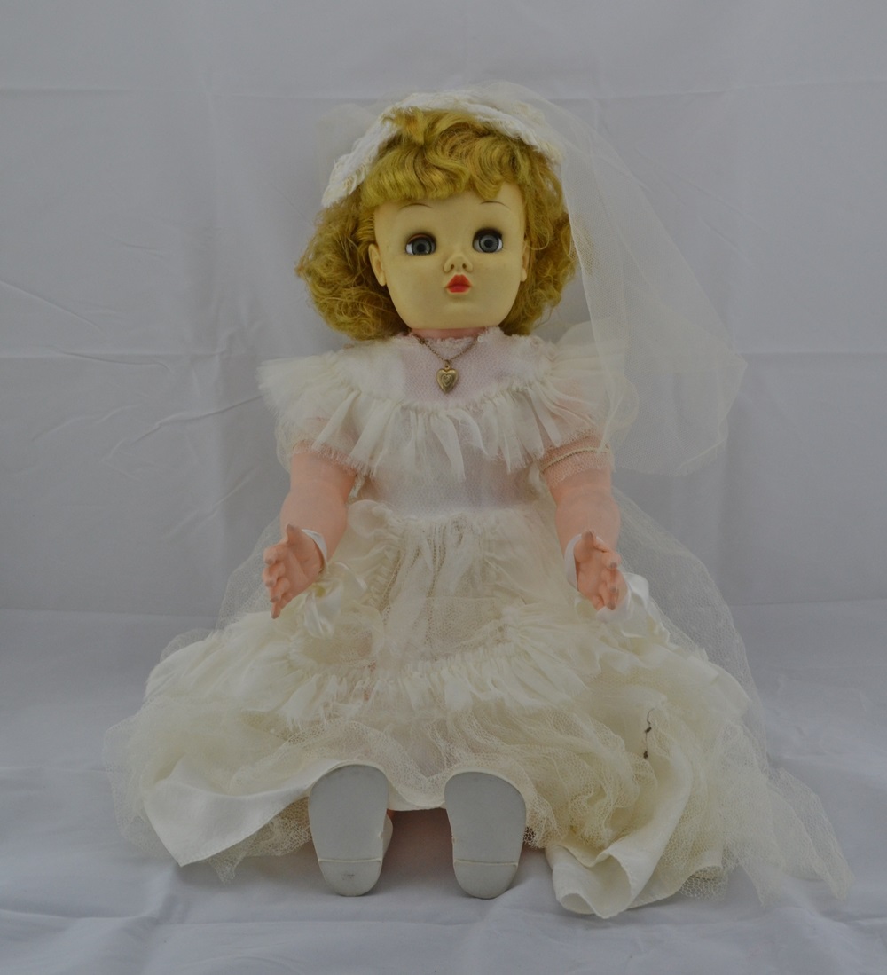 Vintage Hard Plastic Doll in Wedding Dress