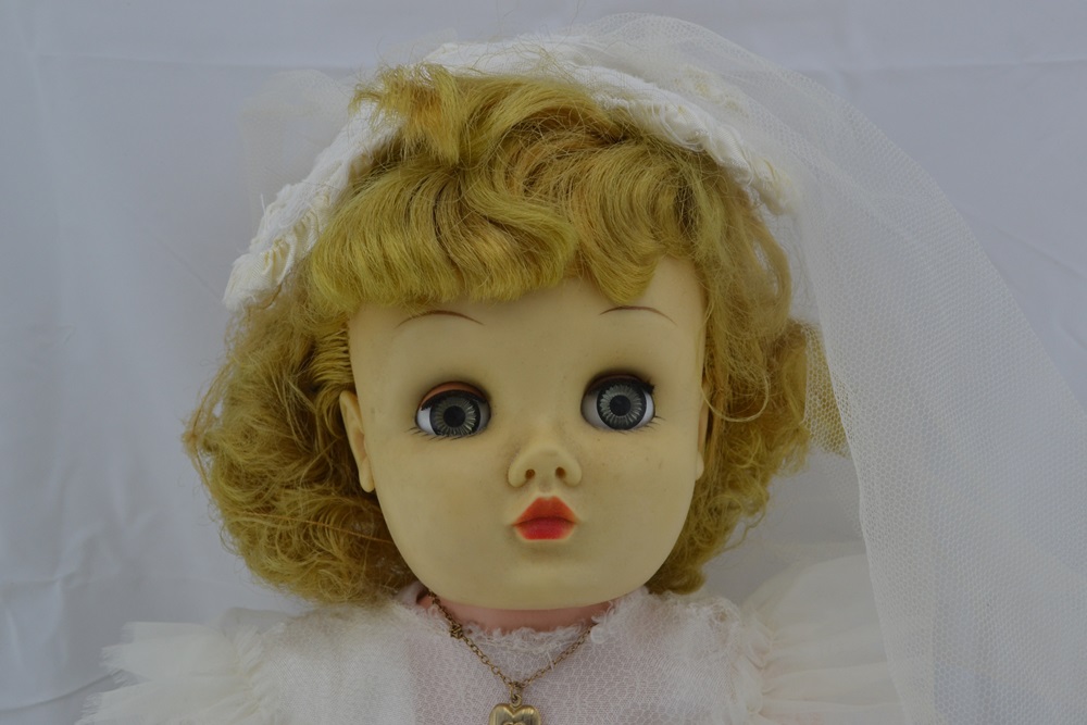 Vintage Hard Plastic Doll in Wedding Dress