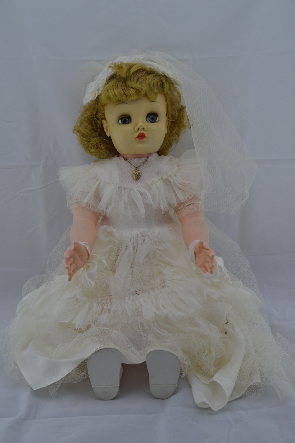 Vintage Hard Plastic Doll in Wedding Dress