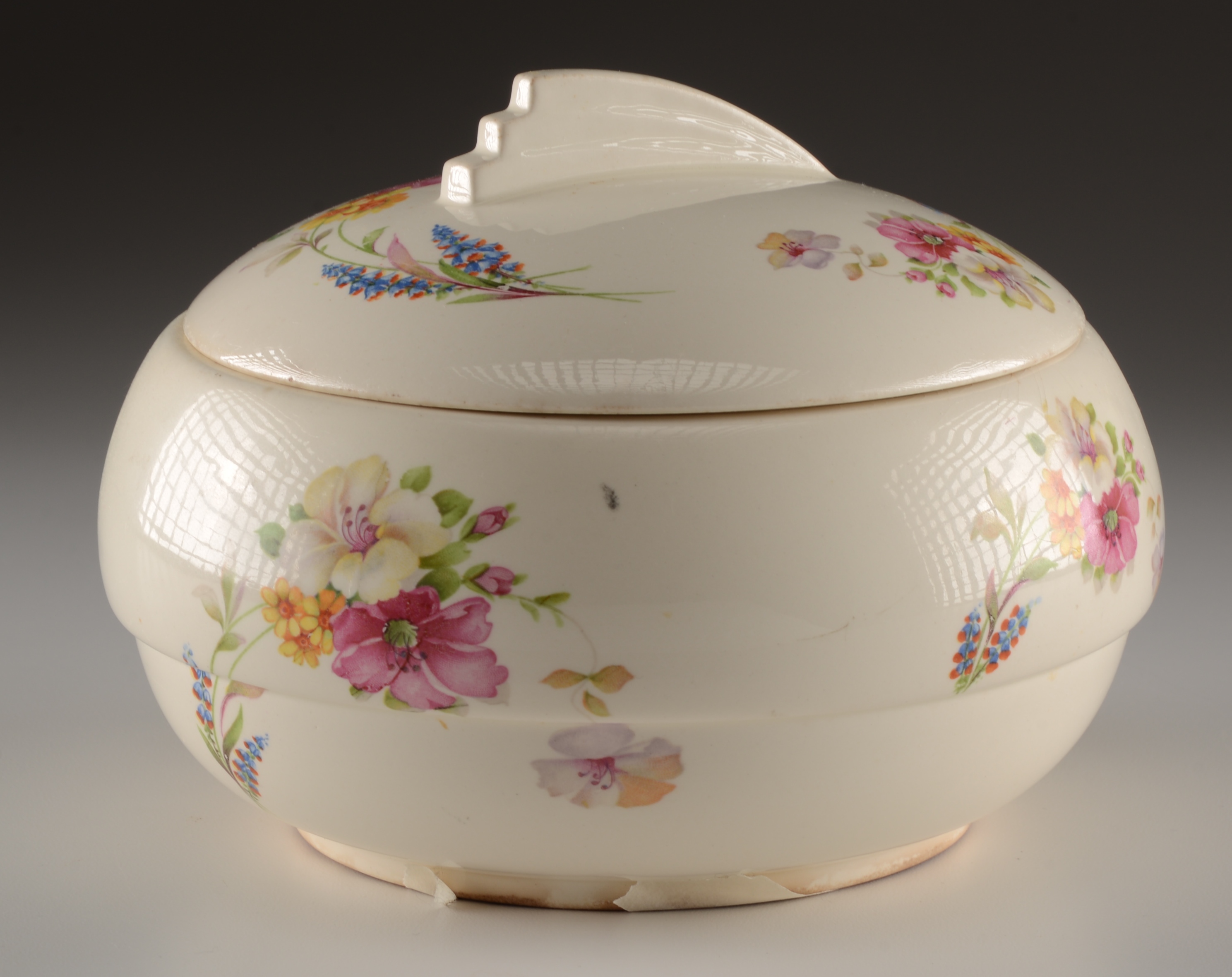 Two Covered Wedgwood and Crooksville Bowls