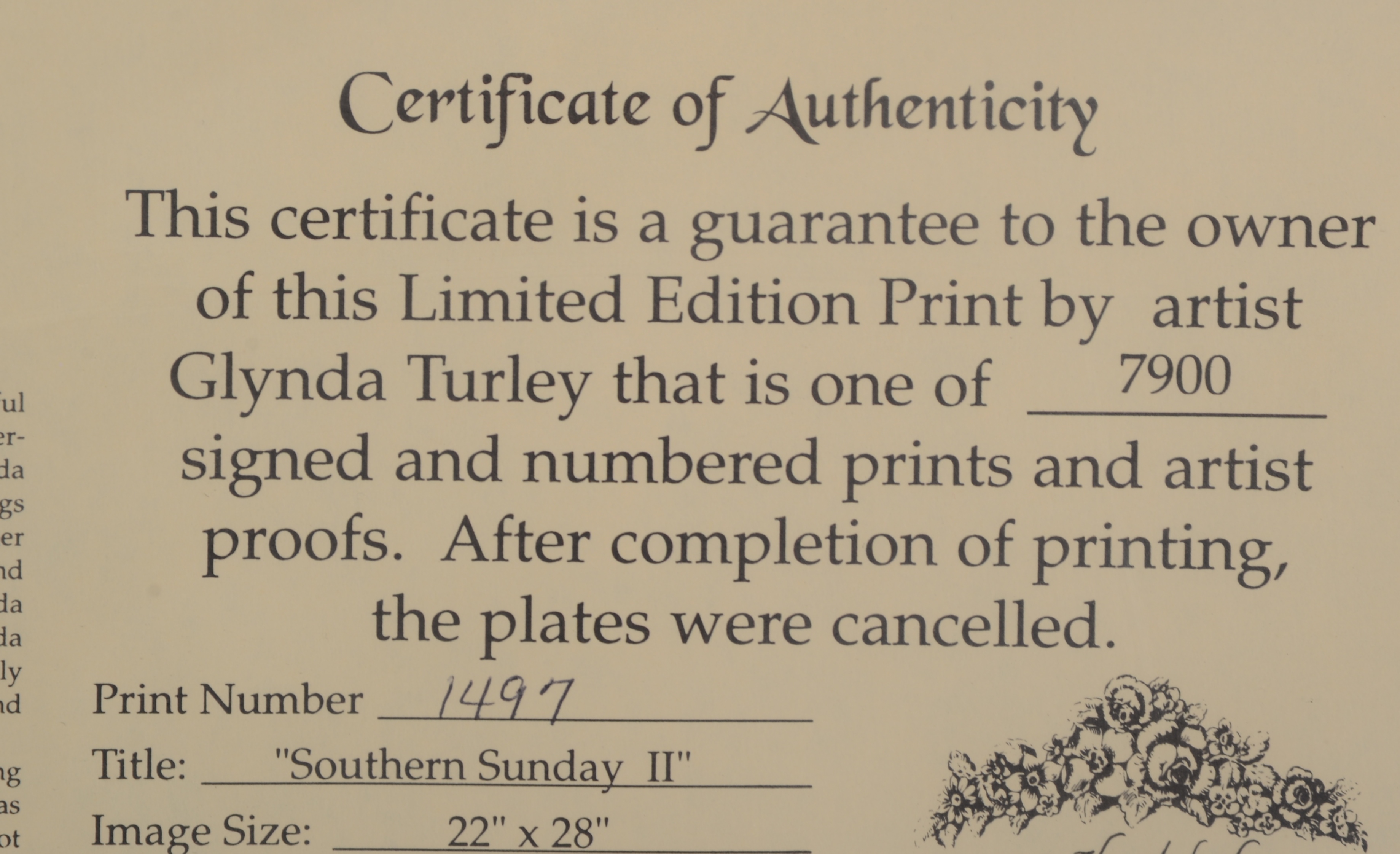 Signed and Numbered Print by Artist Glynda Turley