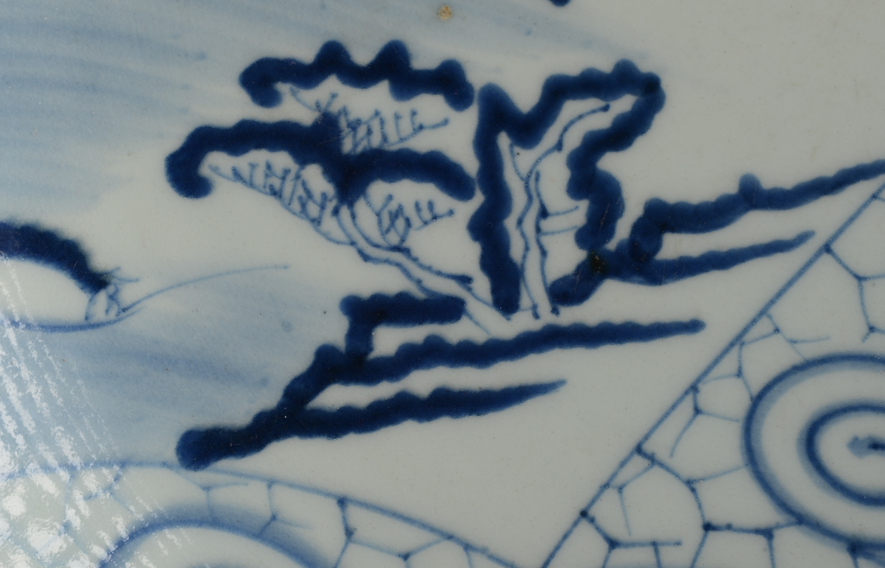 Modern Japanese Cobalt Decorated Large Shallow Bowl