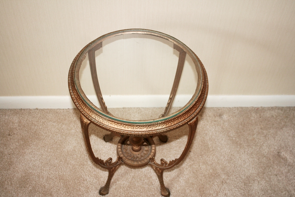 Ornate Gold Tone Side Table