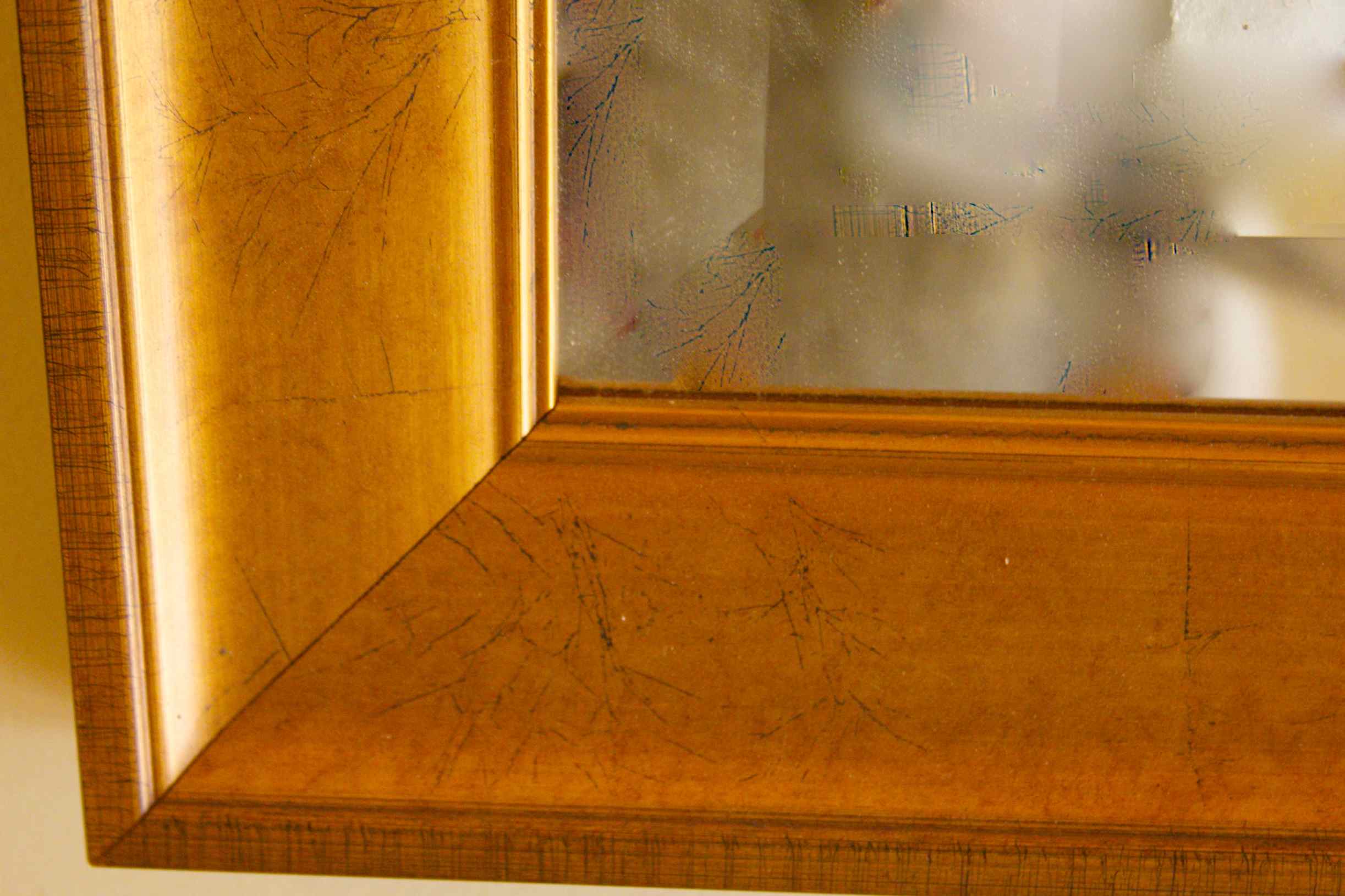 Gold Tone Beveled Mirror