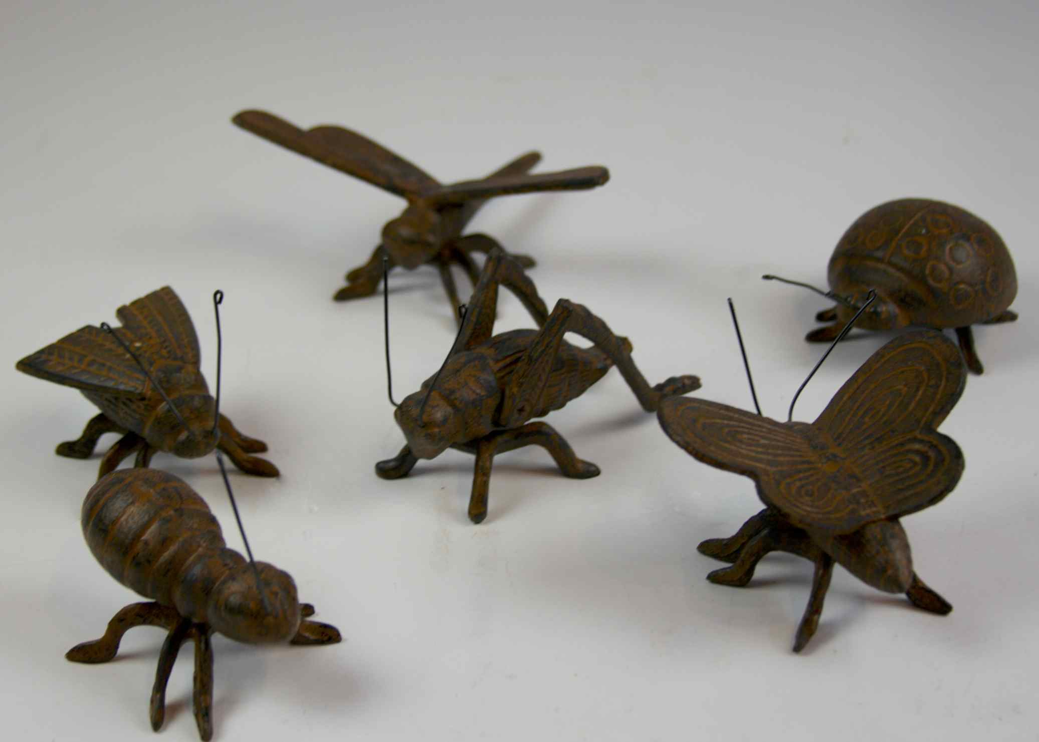 Collection of Six Cast Iron Insects