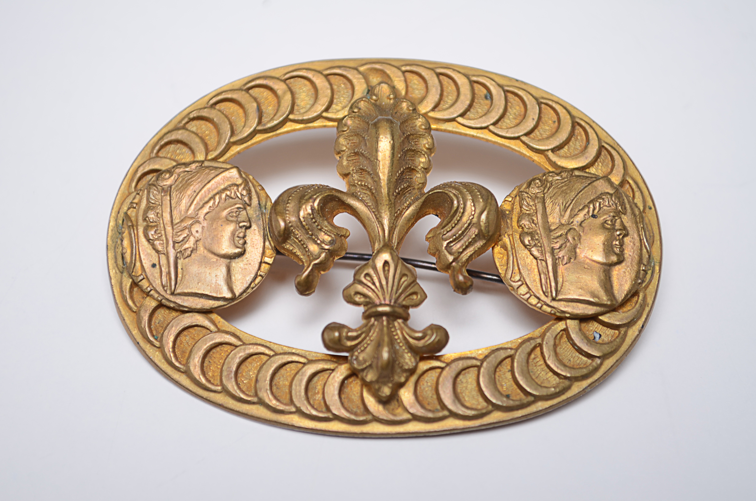 Four Antiqued Gold Vintage Art Deco Jewelry Pieces