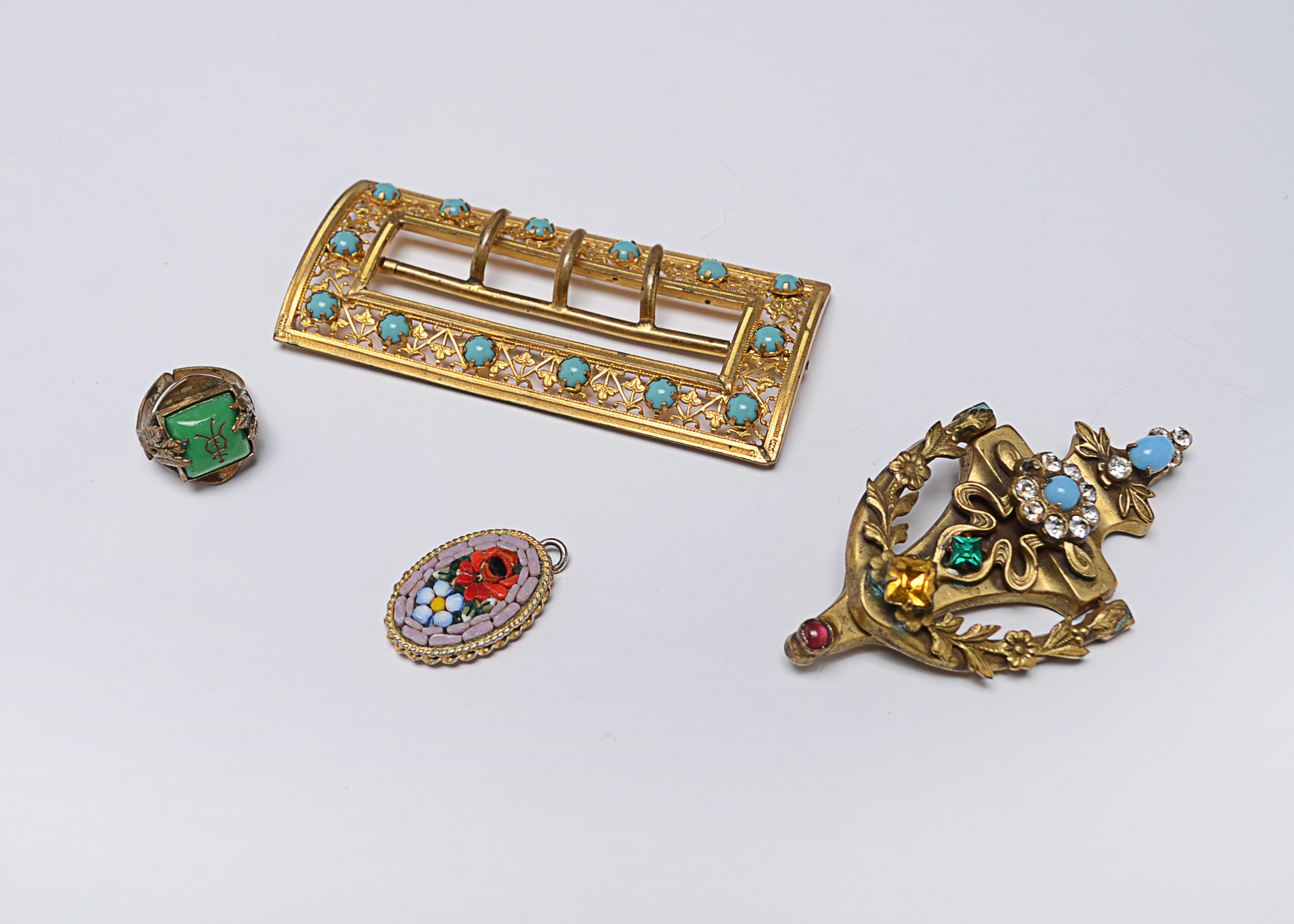 Four Vintage Jewelry Items Includes Coro Brooch