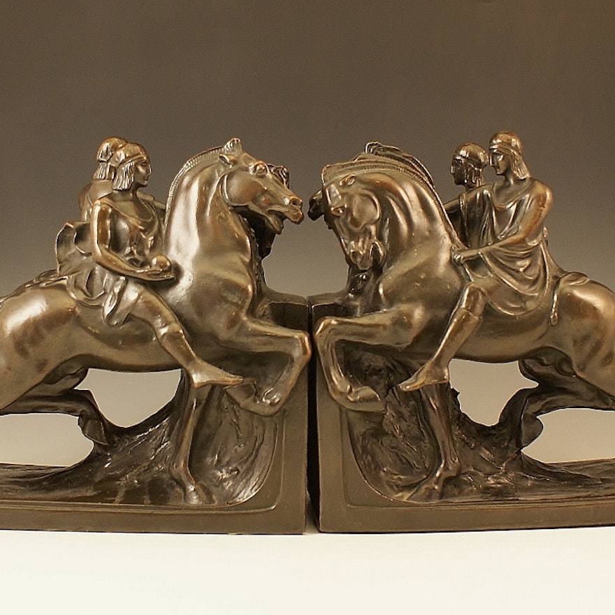 Pompeian Bronze Homer's "Iliad" Book Ends