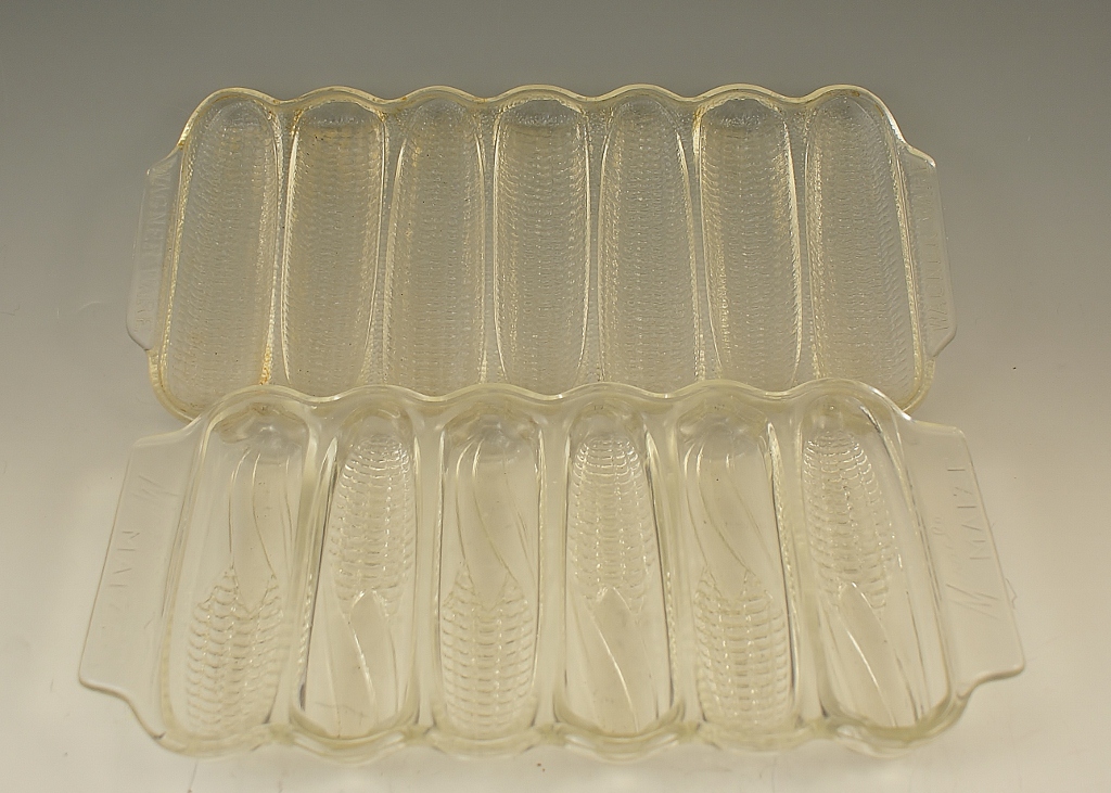 Two Vintage Glass Cornbread Dishes