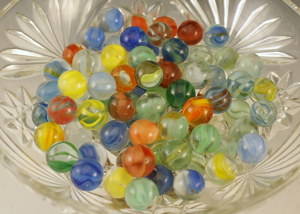 Large Collection of 82 Vintage Glass Marbles