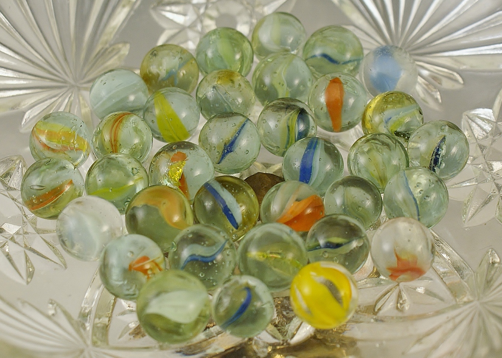 35 Vintage Two-Toned Handmade Marbles