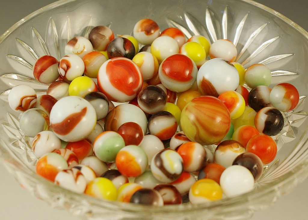 90 Vintage Tones of Orange And Swirl Marbles