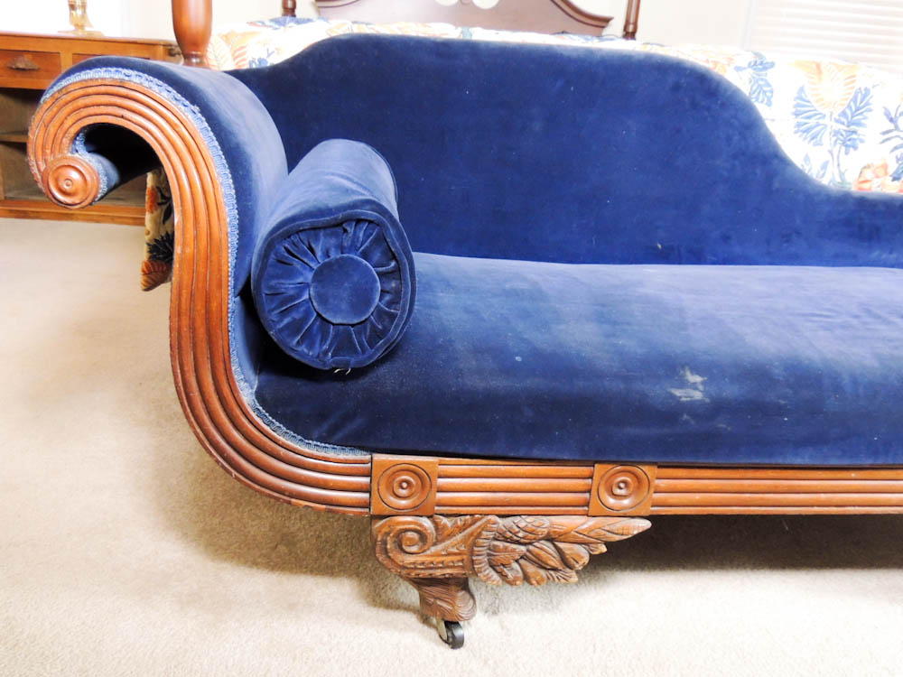 Blue Velvet Victorian Fainting Couch
