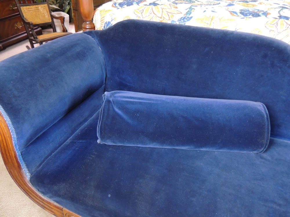 Blue Velvet Victorian Fainting Couch