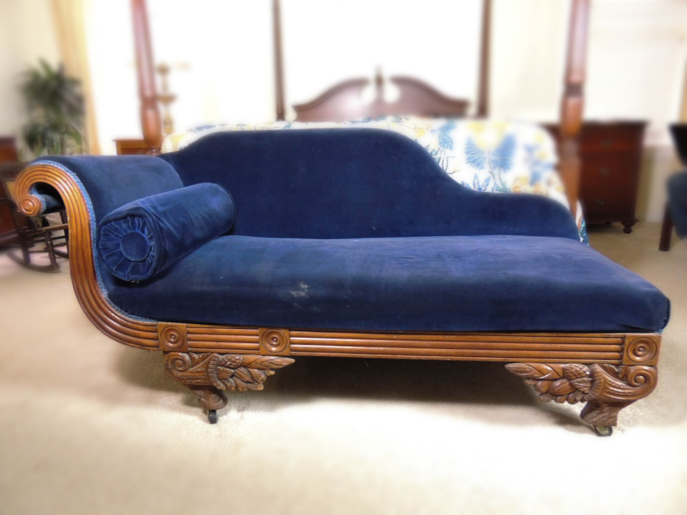 Blue Velvet Victorian Fainting Couch