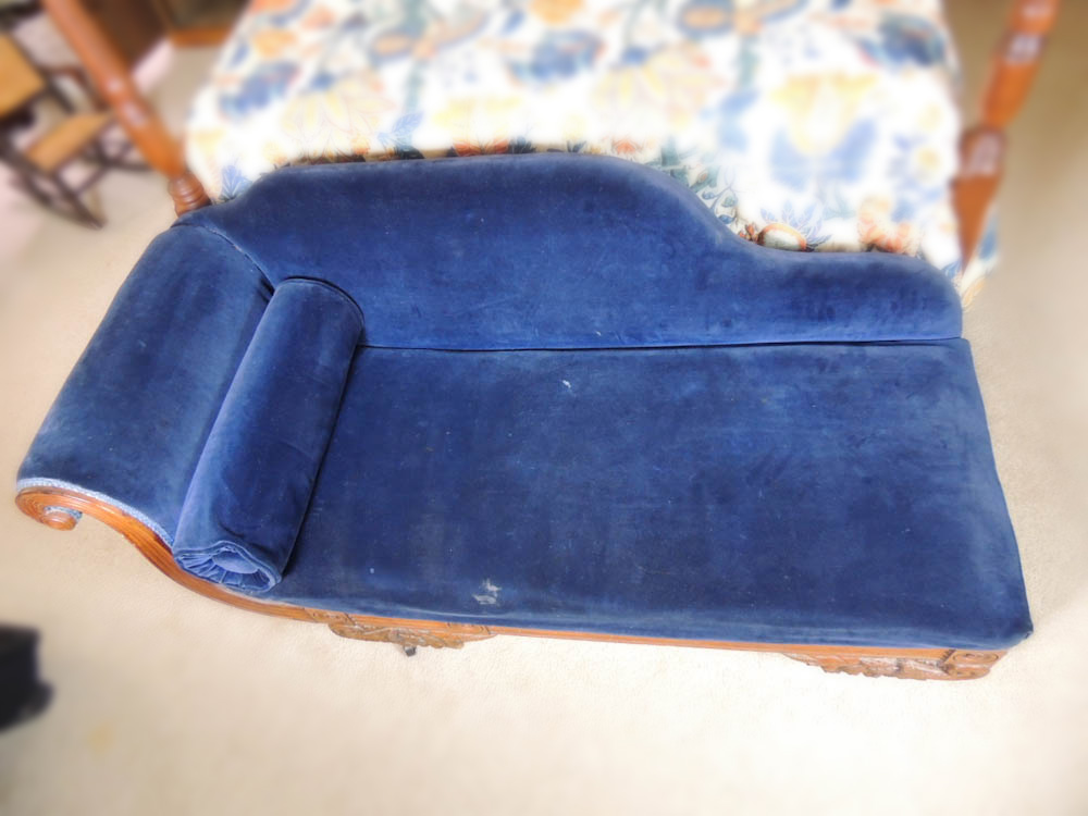 Blue Velvet Victorian Fainting Couch