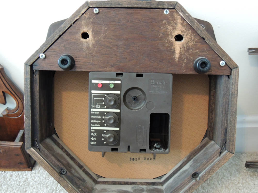 Bulova Chiming Wall Clock, Wood Letter Holder and Wood Frame