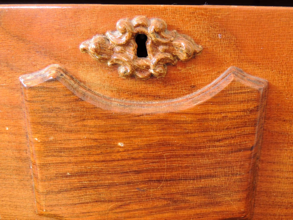 Antique Victorian Drop Center Wood Dresser with Carved Pulls and Marble Top