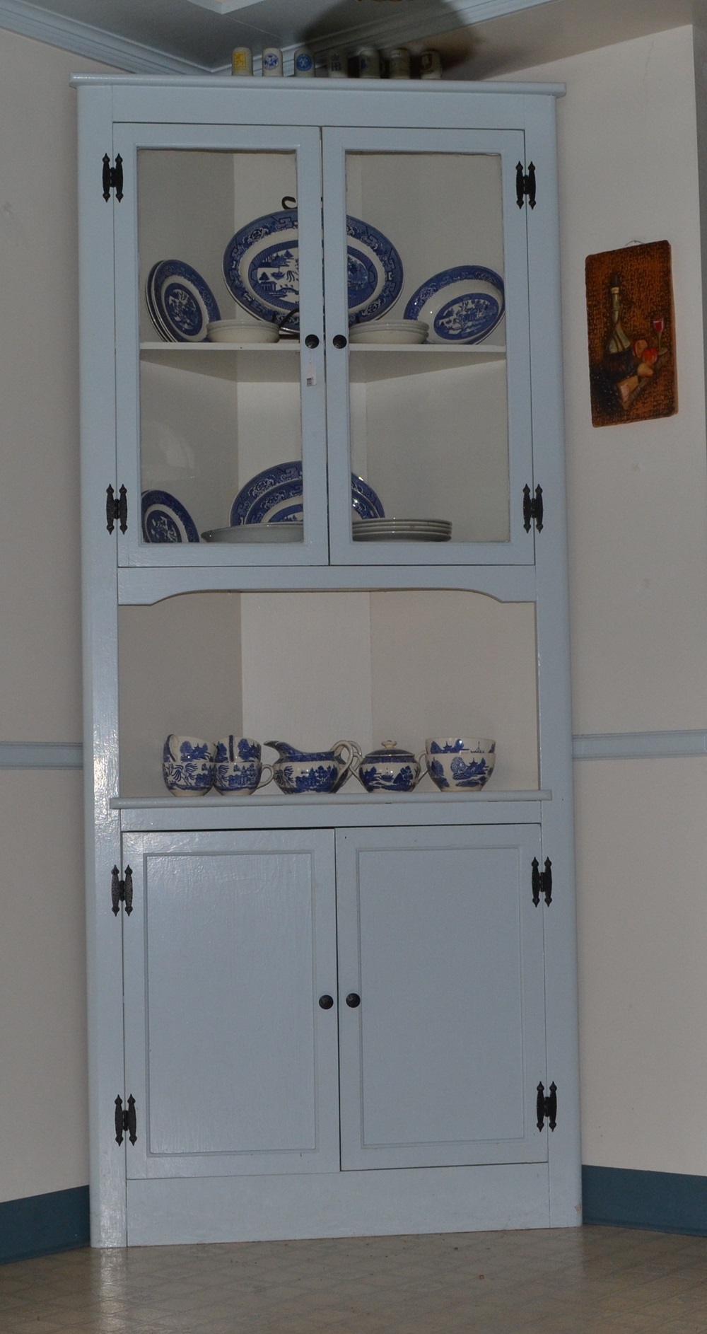 Vintage Painted Corner Cabinet