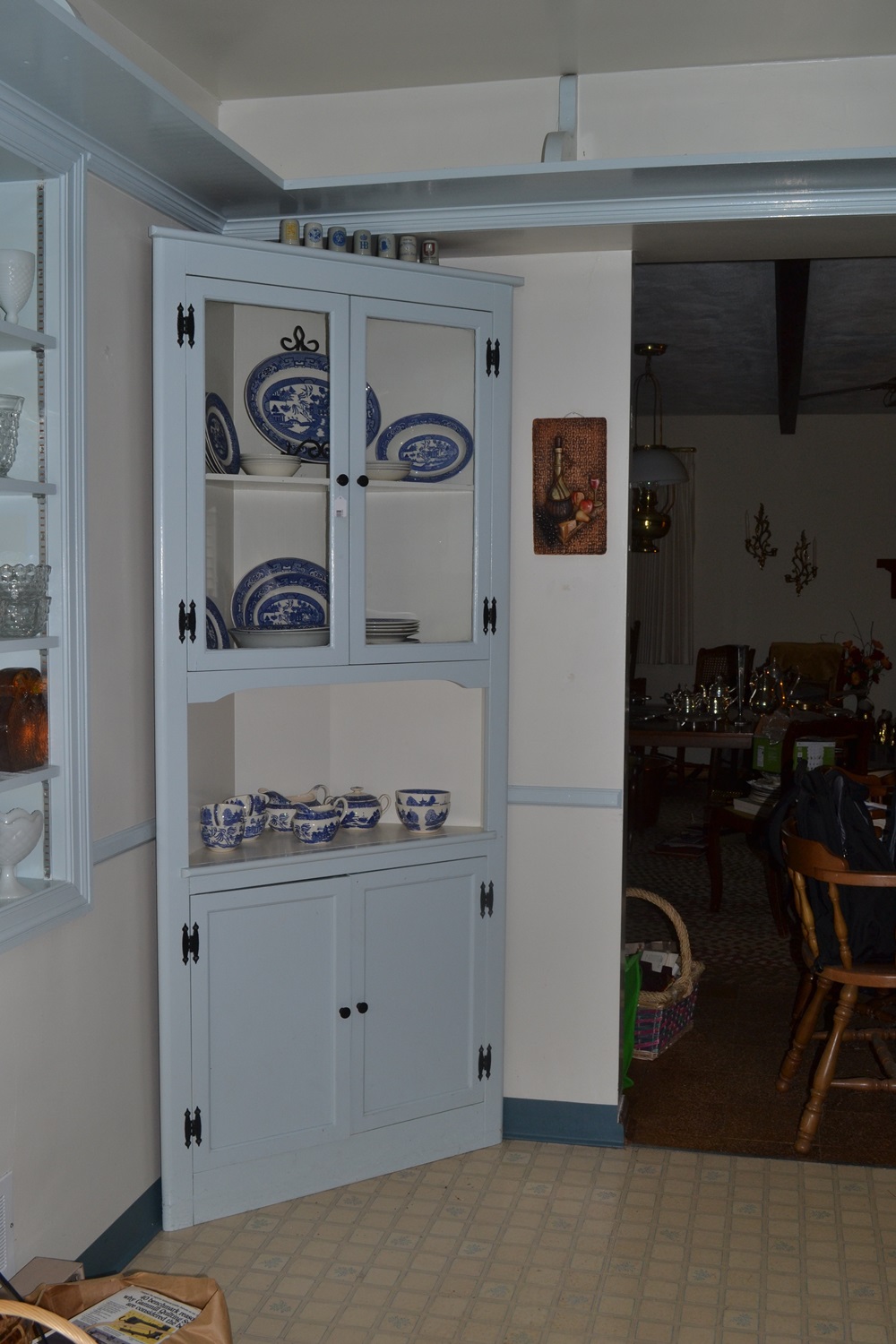 Vintage Painted Corner Cabinet