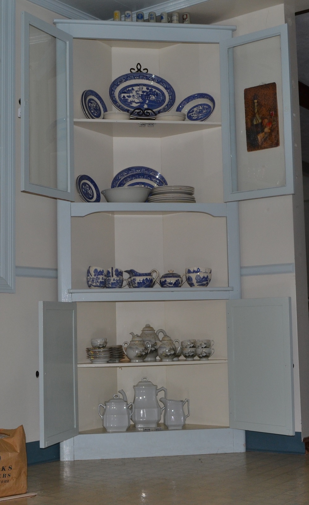 Vintage Painted Corner Cabinet