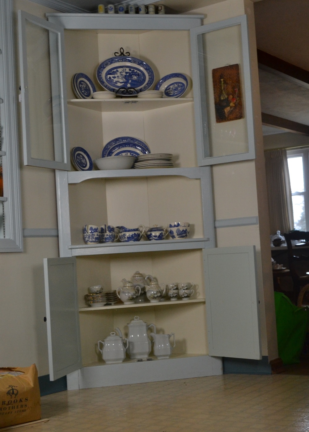 Vintage Painted Corner Cabinet