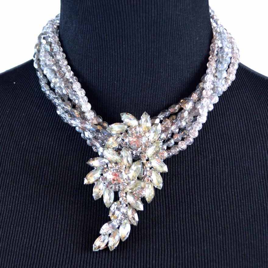 "Handrecrafted" Crystal and Rhinestone Necklace