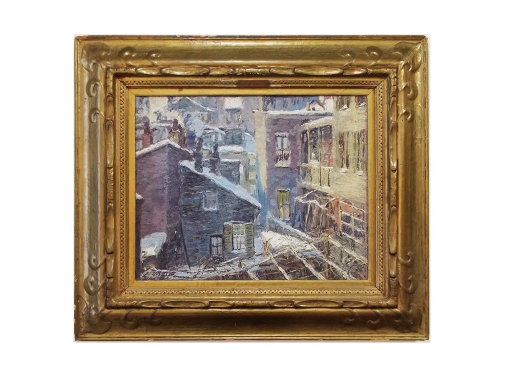 An Exceptional ET Hurley Painting in the Original Frame Titled "An Old Quilt"