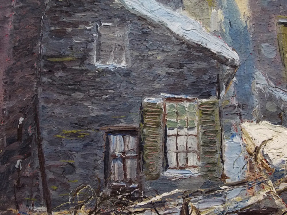 An Exceptional ET Hurley Painting in the Original Frame Titled "An Old Quilt"