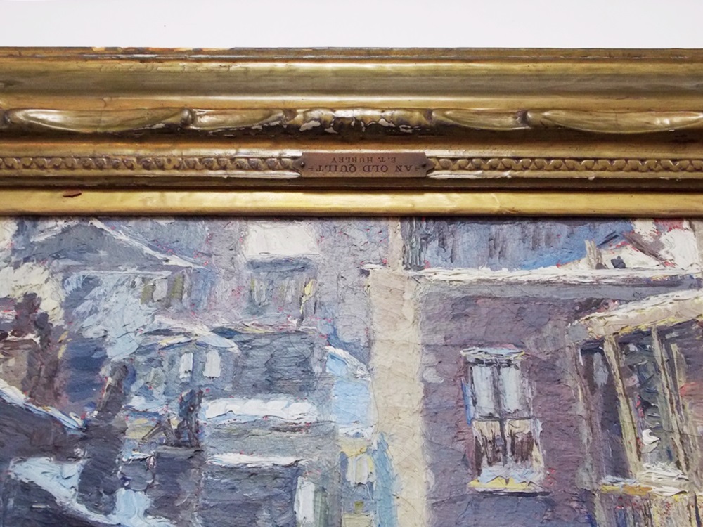 An Exceptional ET Hurley Painting in the Original Frame Titled "An Old Quilt"