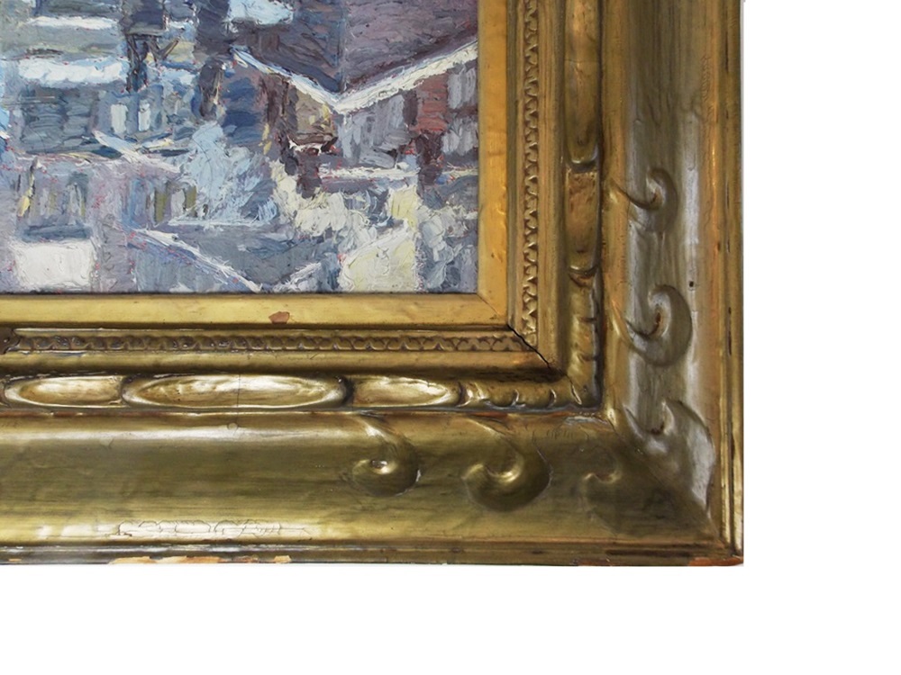 An Exceptional ET Hurley Painting in the Original Frame Titled "An Old Quilt"