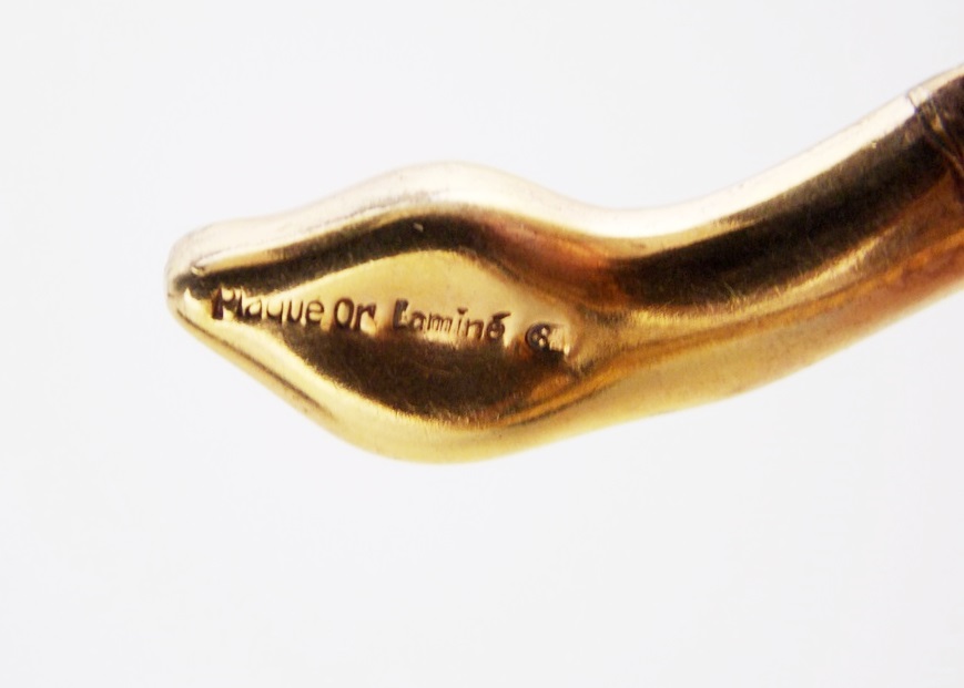 A Vintage Art Deco Wrap Snake Bracelet in Gold Plate by Andreas Daub