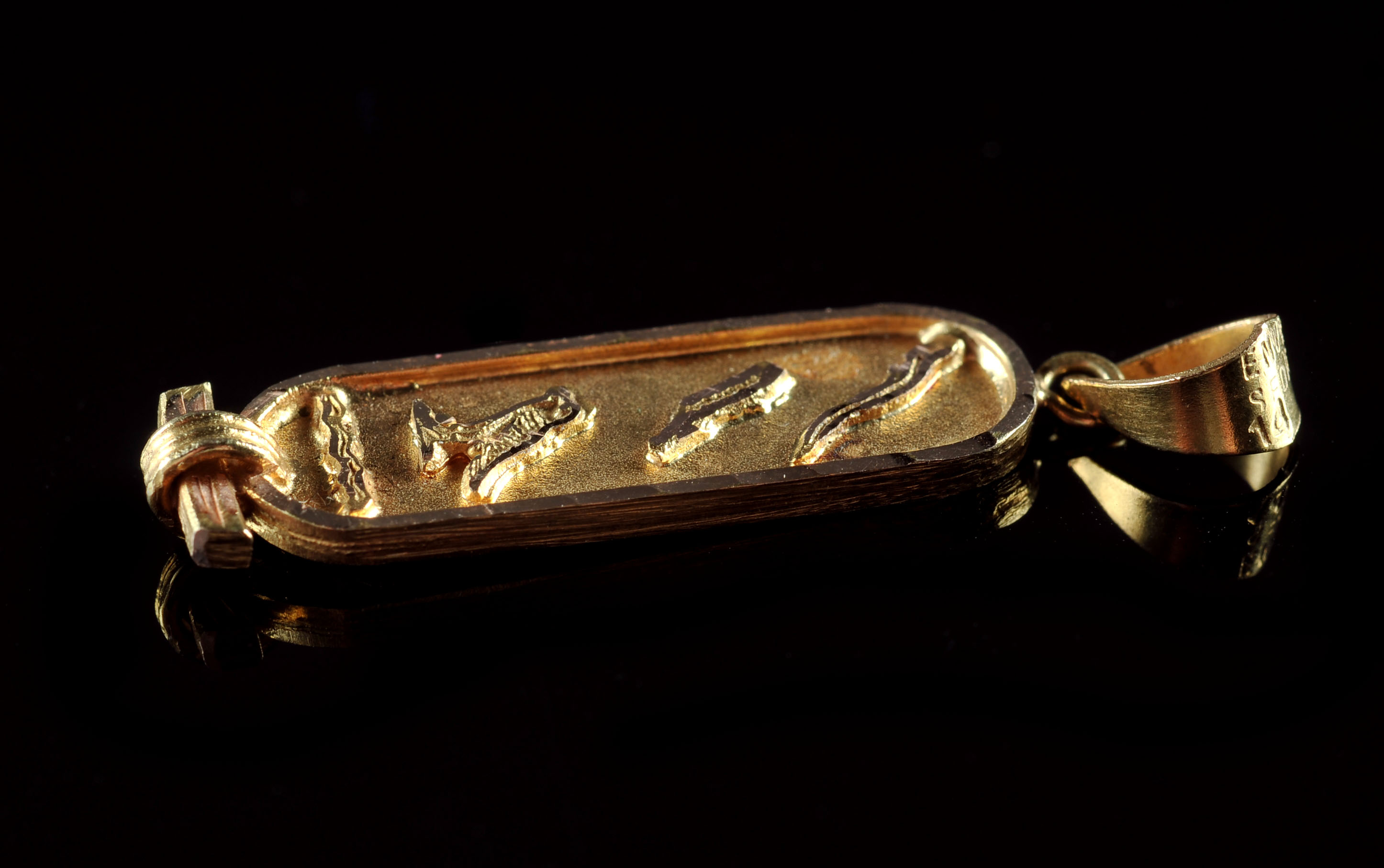 14 K Yellow Gold Mezuzah Style Carved Pendant 