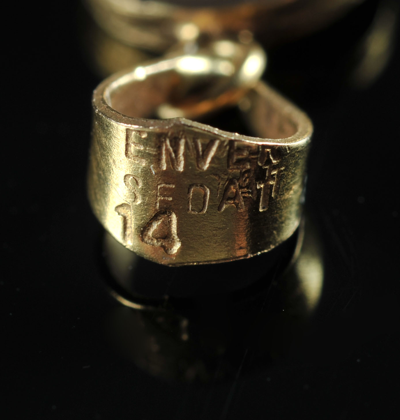 14 K Yellow Gold Mezuzah Style Carved Pendant 