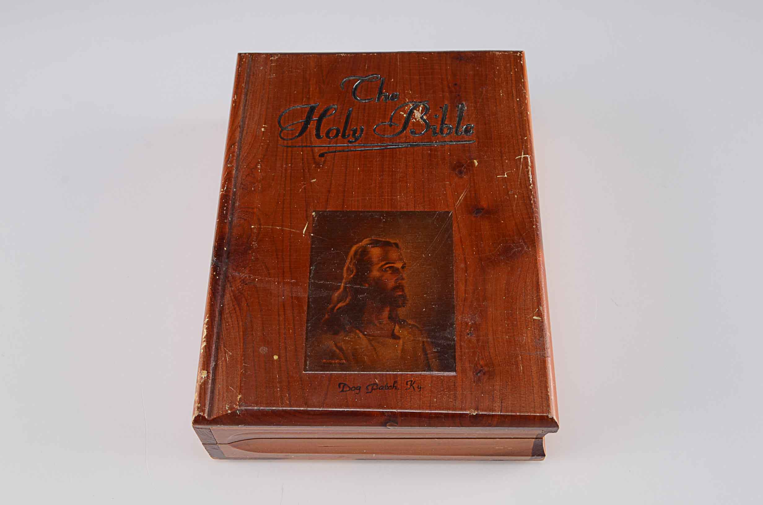 Vintage Holy Bible in Tourist Cedar Box