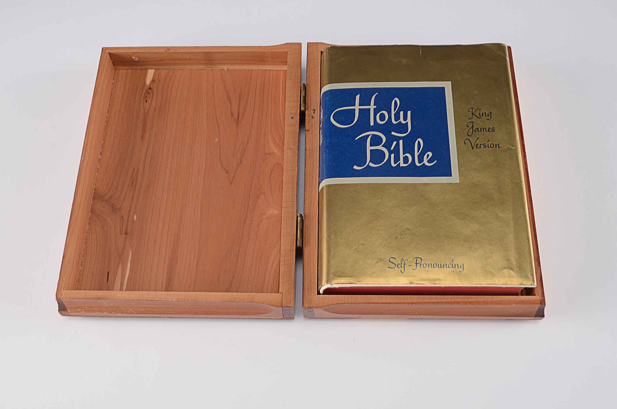 Vintage Holy Bible in Tourist Cedar Box
