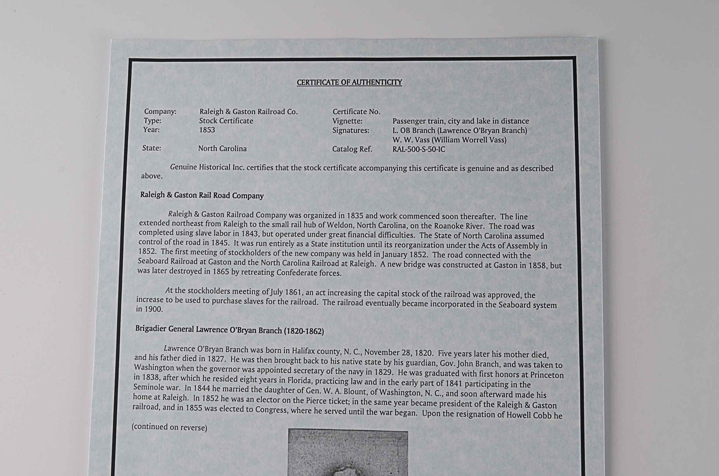 Three Railroad Stock Certificates Mid 1800s